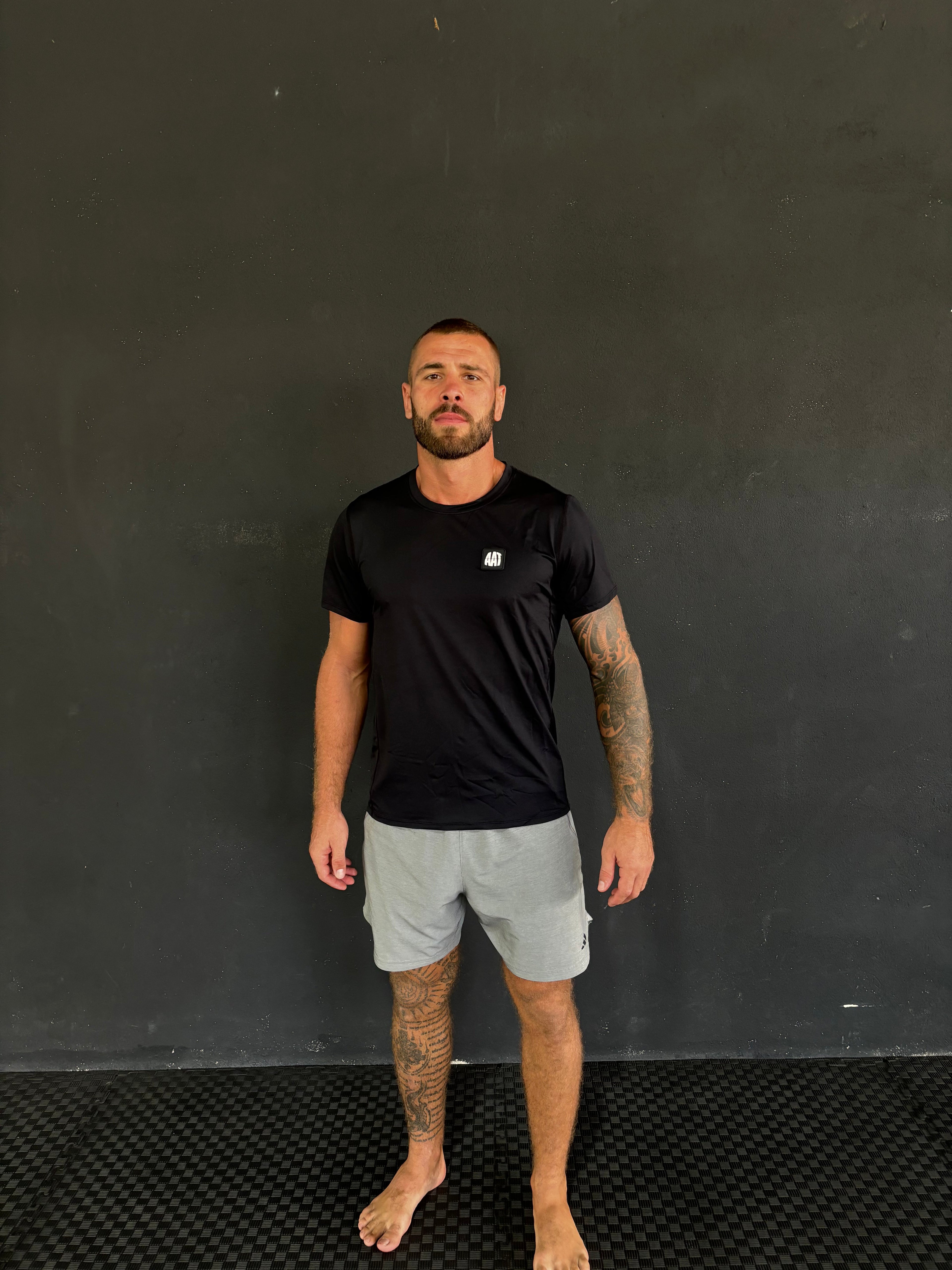 AtAllTimes Compression T-Shirt - front view dark gym